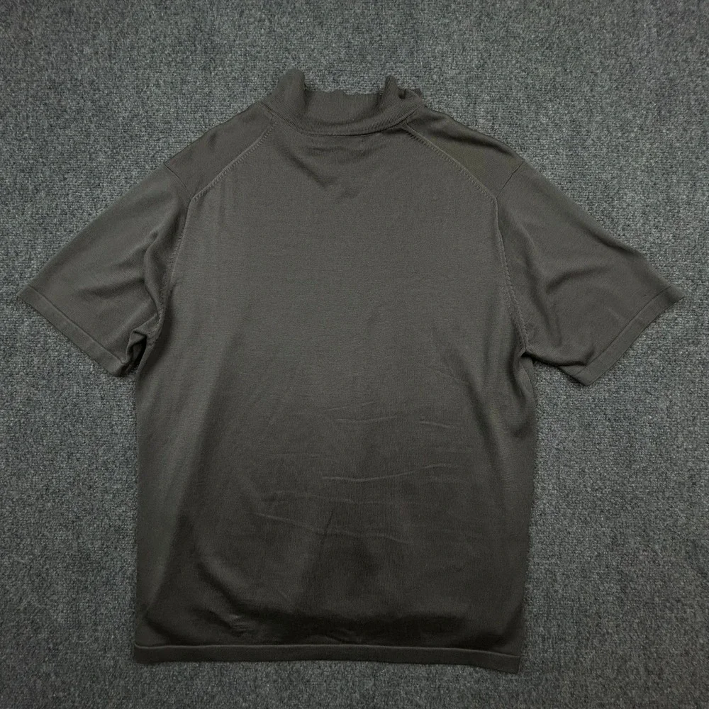 Banana Republic Silk Blend Polo Shirt Mens L Brown Short Sleeve Johnny Collar